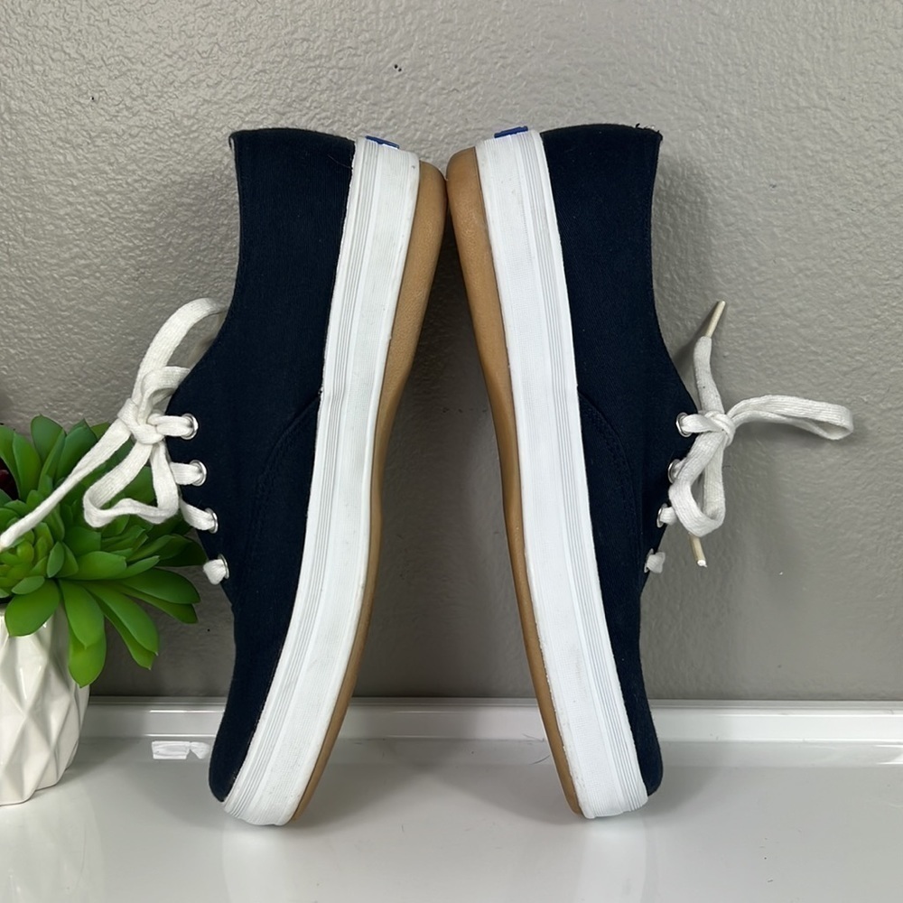Ked’s Stretch Platform Sneaker 5.5 Classic Navy Lace Up Square Box Toe - Picture 6 of 10